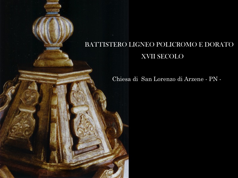 battistero ligneo policromo e dorato restauro