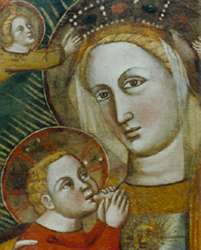 Restauro opera d'arte Madonna allattante il bambino.